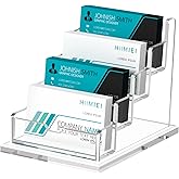 HIIMIEI Acrylic Business Card Display, Multiple Card Holder for Office, Home, Restaurant - 4 Slot 4 Tier