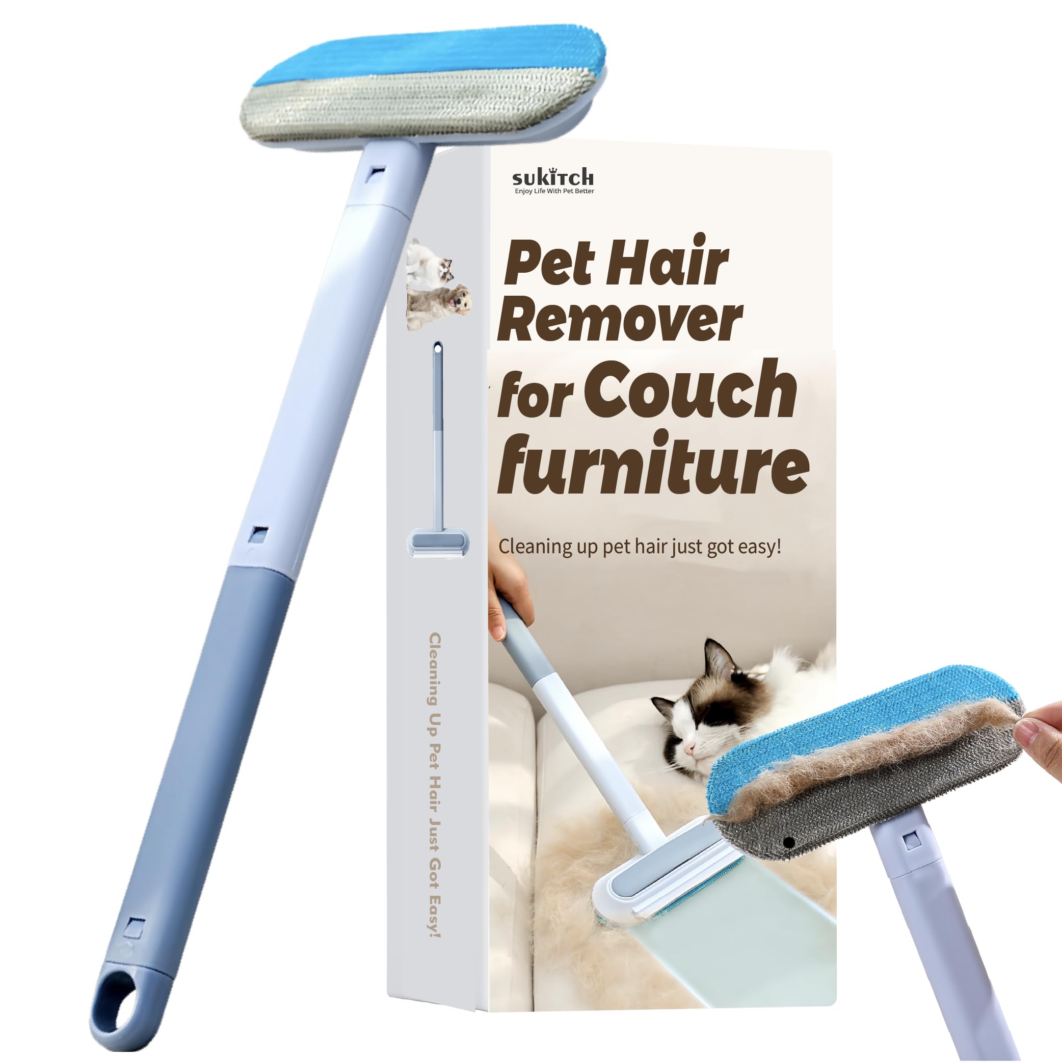 Photo 1 of Pet Hair Remover for Couch, Grey, 17.3Inch, Durable, Reusable, Washable Lint Cleaner for Dog and Cat Hair, Gentle on Furniture, Effective on Carpets, Clothing, Bedding