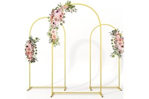 CludPark Metal Arch Backdrop Stand Wedding Arch frame Set of 3 (7.2FT/6.6FT/6FT) Gold Backdrop Arch Stand for Wedding Ceremony Birthday Party Baby Shower Graduation Ceremony Decoration