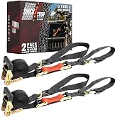 SHOCKSTRAP Ratchet Strap, 7&rsquo; x 1.5" Shock Absorbing Heavy Duty Tie Downs for Cargo, 1,000 LB WLL / 3,000 LB Break Strength, 2-Pack