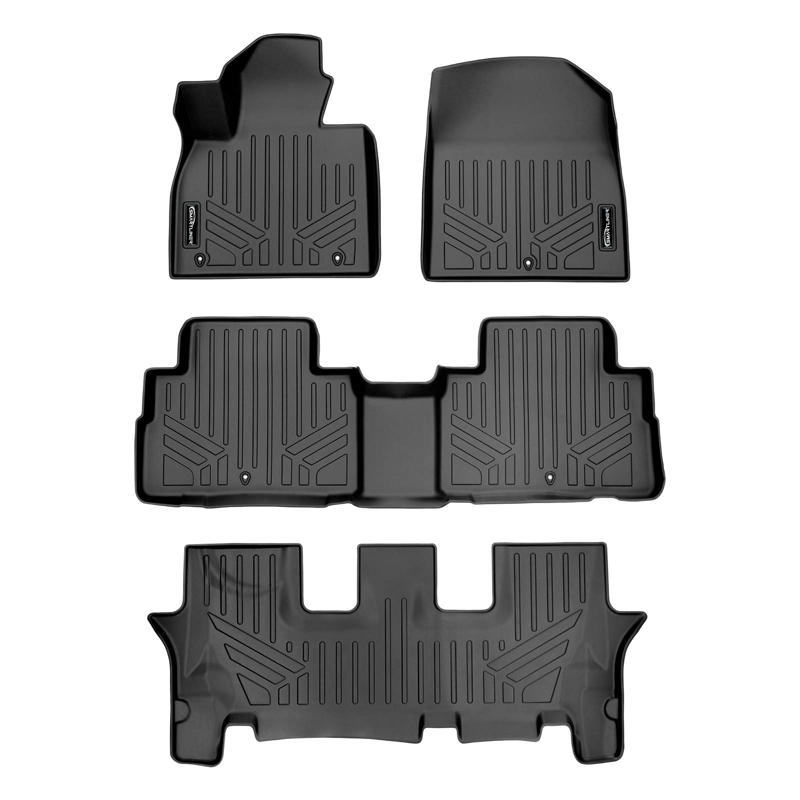SMARTLINER All Weather Custom Fit Floor Mats 3 Row Liner Set Compatible with 2020-2025 Hyundai Palisade Image