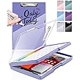 Clearview Clipboard with 2 Storage, Dry Erase 8.5x11 Heavy Duty ClipBoards - High Capacity Coaches Clip Board with Pen Holder - Side Opening Plastic Nursing Clip Case (Light Purple)
