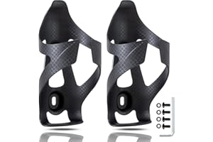 HUALONG Carbon Fiber Bike Water Bottle Cage Holder for Road Bikes Mountain Gravel e Bike for Diameter 70-74 mm Water Bottles, Black Matte