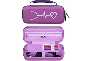 FBLFOBELI Stethoscope Case Compatible with 3M Littmann Classic III/Lightweight II S.E/MDF Acoustica Deluxe Stethoscopes, Includes Mesh Pocket for Nurse Accessories for Work (Dark Purple)