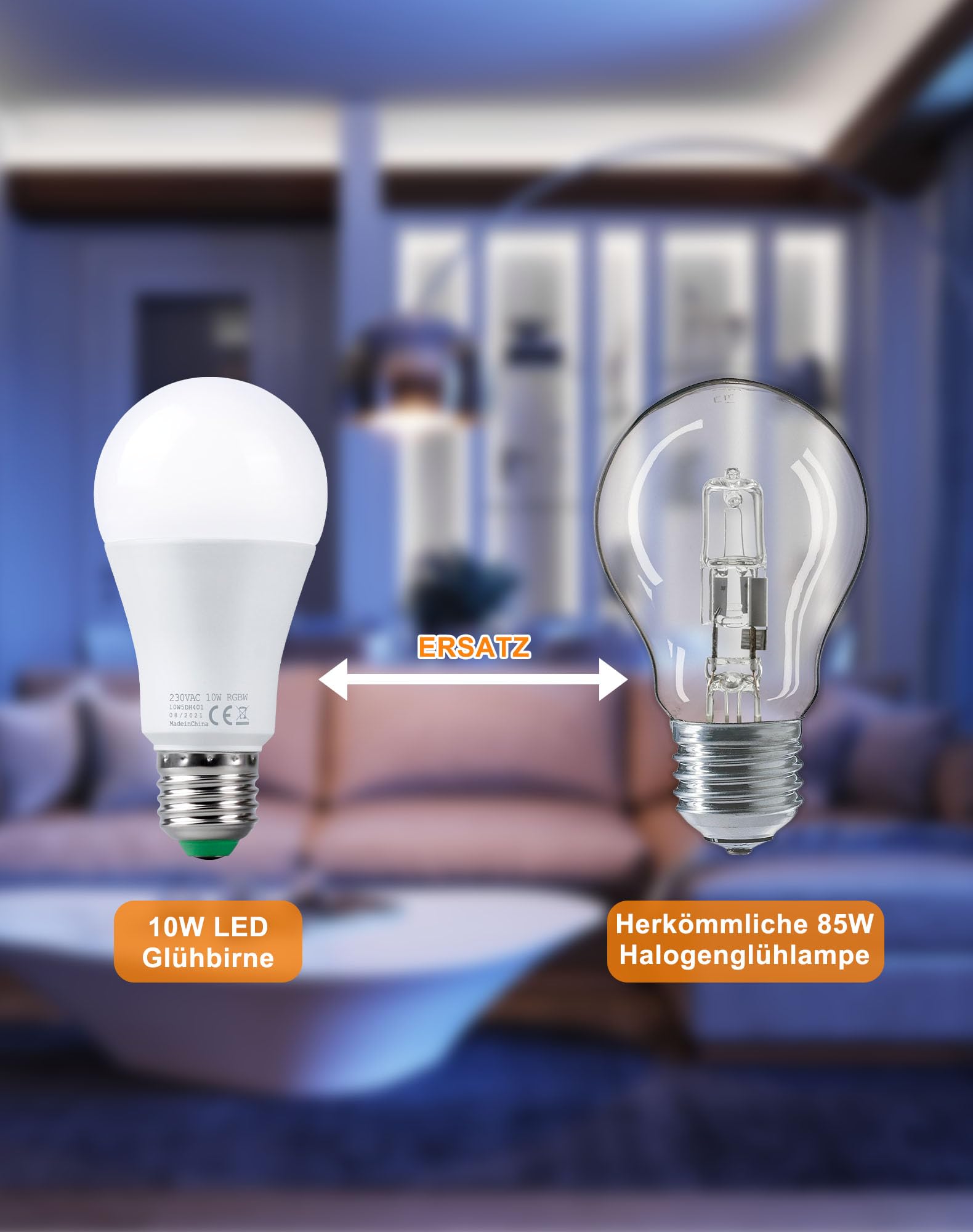 REYLAX Glühbirne mit Fernbedienung, E27 LED Birne RGB und Kaltweiss Bunt 8