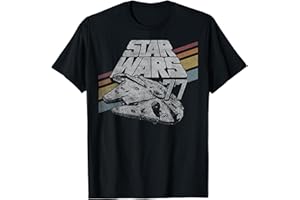 Star Wars Millennium Falcon 77 Retro Diagonal Stripe Disney+ T-Shirt