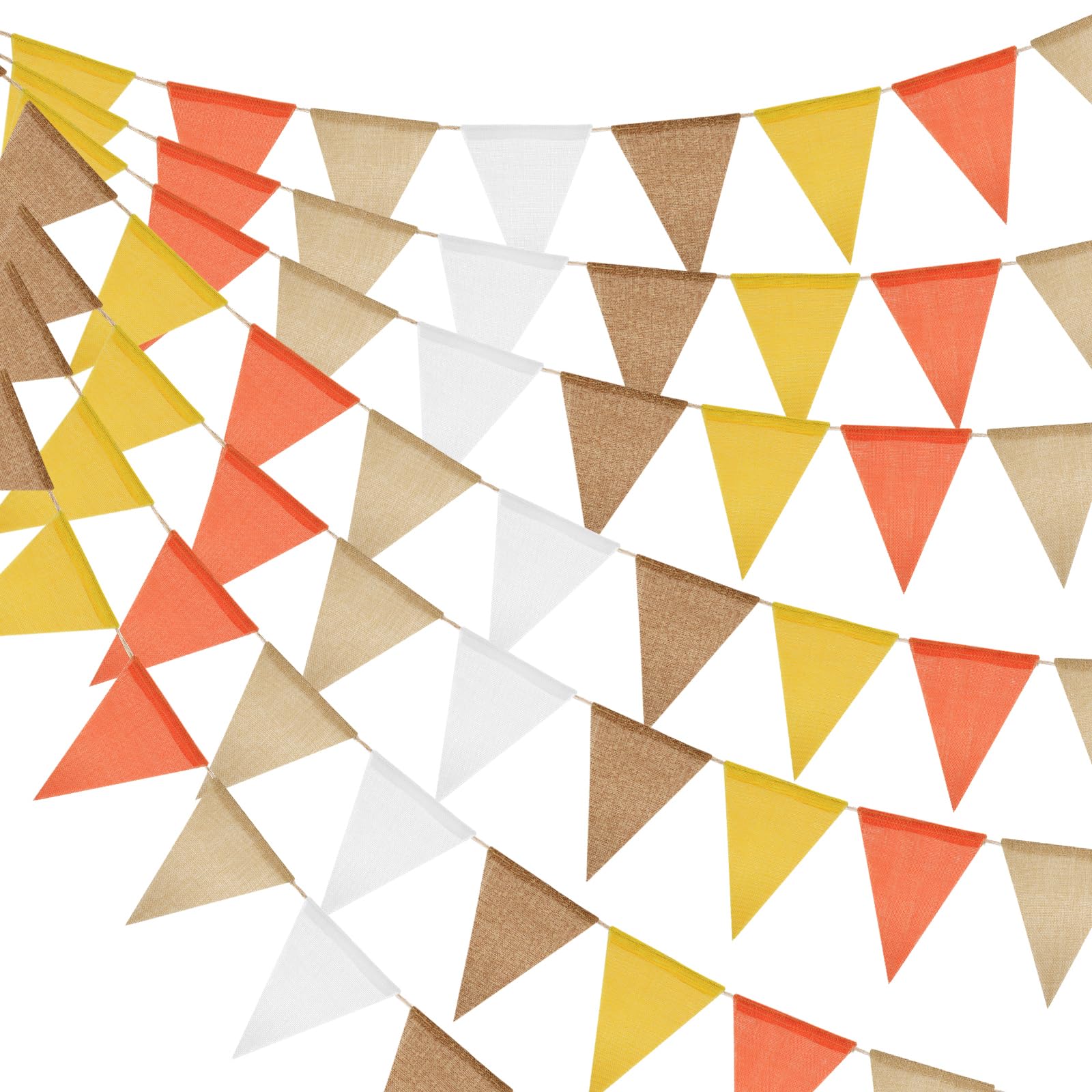 jijAcraft Orange Yellow Burlap Bunting: 60PCS Pre-strung Hessian Bunting 20M Autumn Garden Outdoor Banner Burlap Triangle Flags Banner for Birthday Baby Shower Garden Harvest Festival Decorations