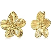Flower Earrings Gold Dangle Statement Large Big Floral Earrings for Women Unique Floral Jewelry Summer Dresses Party Prom Beach Vacation Accessories Trendy Jewelry Gifts