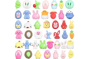 LAHAND 43 Pcs Easter Basket Stuffers Mochi Squishy Toy, Mini Squishies Cute Squeeze Toy Stress Reliever Anxiety Packs for Boys and Girls