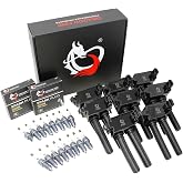 AIP Electronics Dragon FIRE Performance Ignition Coils &amp; Iridium Spark Plugs Compatible with 08-19 Dodge Jeep Chrysler Ram 5.7 5.9 6.1 6.4 V8 56029129AB UF504 LZFR5CI-11 92145 OEM Fit Kit-1565