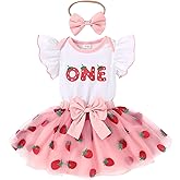 YOUNGER TREE Baby Girls 1st Birthday Outfit ONE Romper Tulle Tutu Skirt with Headband Sets Baby First Princess Dress