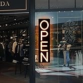 Open Signs for Business 12V/2A Ultra Bright LED Neon Open Sign Lighted Open Sign Electric Light Up Open Sign for Business Storefront Window Glass Door Retail Shop Store Bar Salon Restaurant (Yellow-Vertical, 32 Inch)