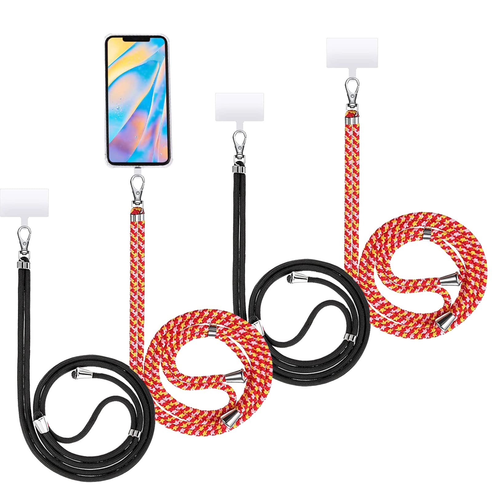 4 Pcs Crossbody Phone Lanyards for Neck Adjustable Nylon Neck Crossbody Lanyard Cell Phone Lanyards ​with Adjustable Detachable Crossbody Cellphone Lanyard Patch, Suitable for All Smartphones
