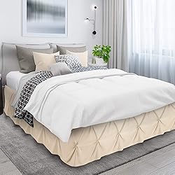 Nestl Beige Cream Bed Skirt Twin Size, Pinch Pleat