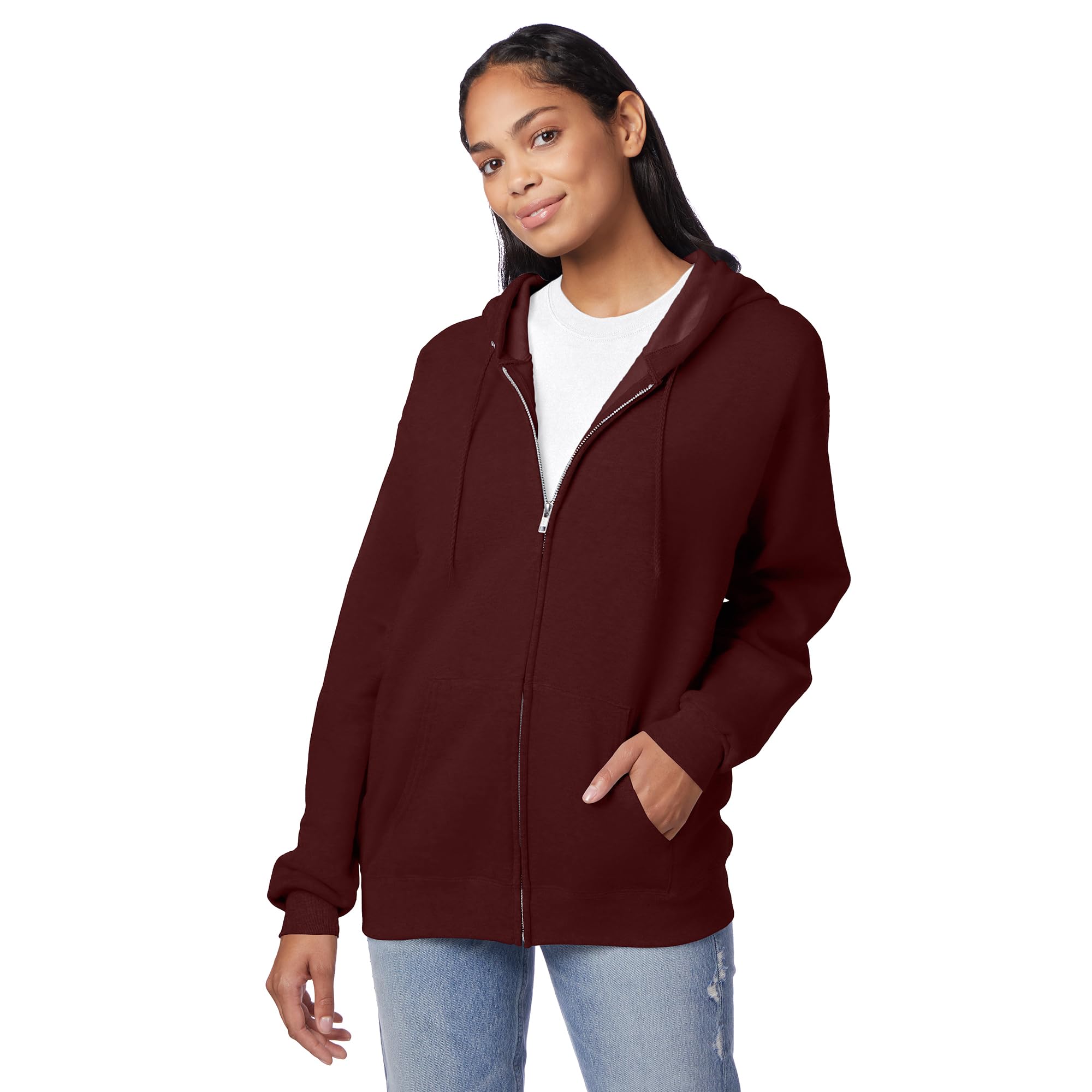 Hanes Men's EcoSmart Fleece Full Hoodie, Zip Up Hooded Sweatshirt Hoodie