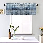Navy Blue Short Window Valance Curtains - Abstract Art Farmhouse Window Treatment Valances Curtain for Kitchen Bedroom Bathroom Living Room Dining Room Cafe Decor with Rod Pocket, 54 x 18 in