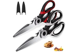 2Pcs Kitchen Shears, Heavy Duty Kitchen Scissors for Food, All Purpose Ciseaux Cuisine with Cover, Sharp Stainless Steel Kitc