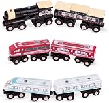 Battat Wooden Train Cars Classic Magnetic Passenger Trains 6 Piece view 1