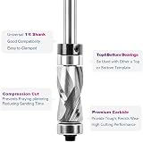 SpeTool 1/4in Shank Spiral Compression Flush Trim Router Bit 1/2in Dia Dual view 5
