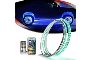 Uemicip 15.5inch RGB Single Row LED Wheel Ring Light Turn Signal and Braking Function Brightest Rim Light, Remote and App Simultaneously Controlled