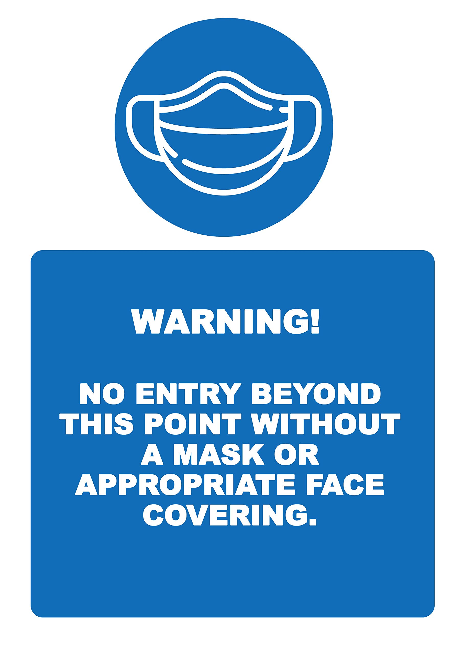 1 x no entry beyond this point without face cover - social distancing vertical safety sign self adhesive vinyl weather proof label sticker - 200mm x 300mm - (M11)