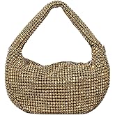 UMREN Bling Full Glitter Knotted Handbag for Women Crystal Rhinestone Hobo Dumpling Bag Diamond Evening Clutch Crossbody Bag