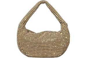 UMREN Bling Full Glitter Knotted Handbag for Women Crystal Rhinestone Hobo Dumpling Bag Diamond Evening Clutch Crossbody Bag