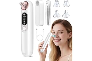 ZYOUO 5-Speed ​​Blackhead Remover for Sensitive Skin, Wireless Charging Face Pore Cleanser with 4 Removable Heads and Stainless Steel Kit | 30-Second Keratin Softening, Hypoallergenic Deep Cleansing