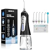 NBGRLVS Water Dental Flosser Cordless - Rechargeable IPX7 Waterproof Teeth Pick Flossing Cleaner,Portable 320ml Tank 6-Mode Oral Irrigator for Teeth/Braces/Tongue,Storage Box for Travel & Home