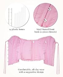 SZIVYSHI Pink Corset Top for Women - Overbust Lace