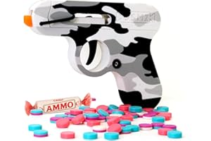 WANTEDWALRUS Toy Gun That Shoots Candy - The Smartee Shooter - Shoots Fast and Far - Over 40 feet & Over 70 fps. Working Magazine & Slide. 5 Packs of Candy & 20 Pieces of Plastic Ammo. (Arctic Camo)