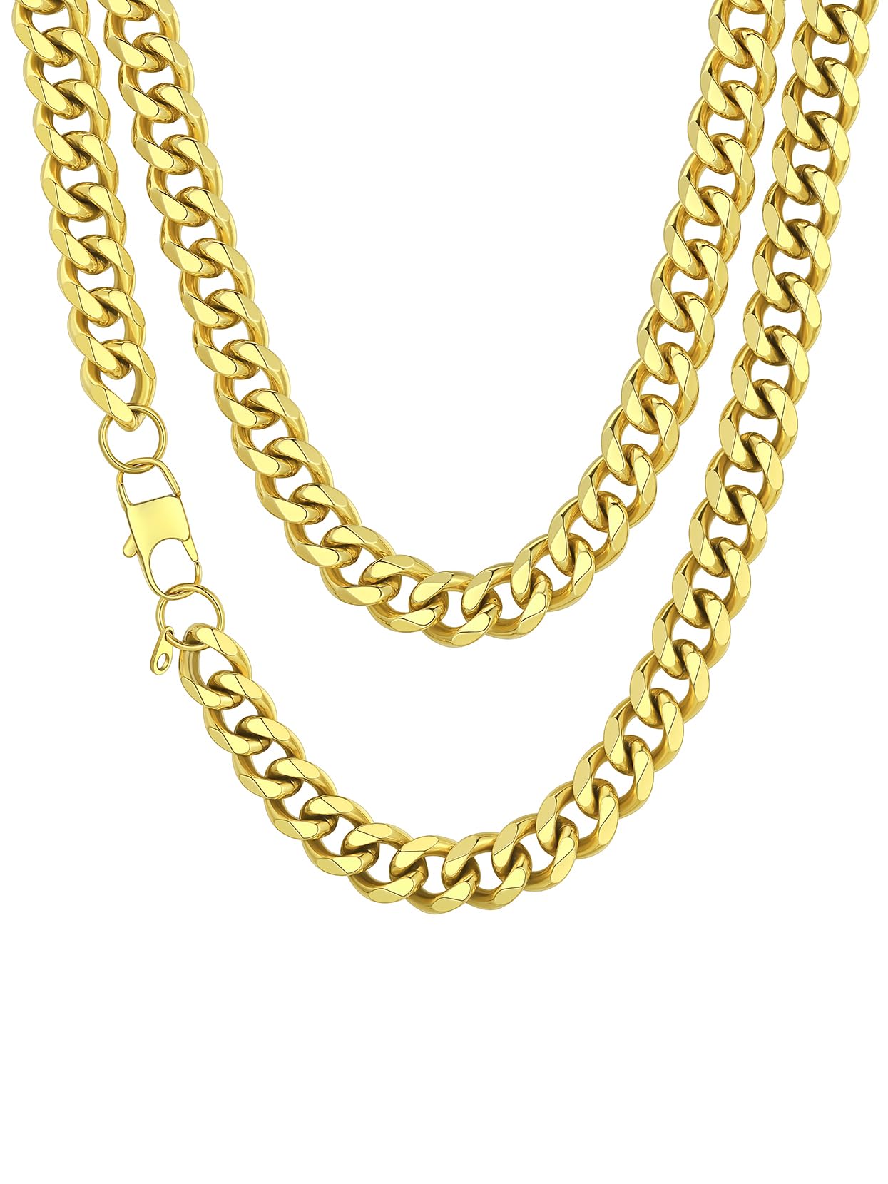 Richsteel Gold Chain Mens Cuban Jewellery 12mm Chunky Chains Stainless Steel Miami Curb Necklace Strong Link Jewellery 28" inches
