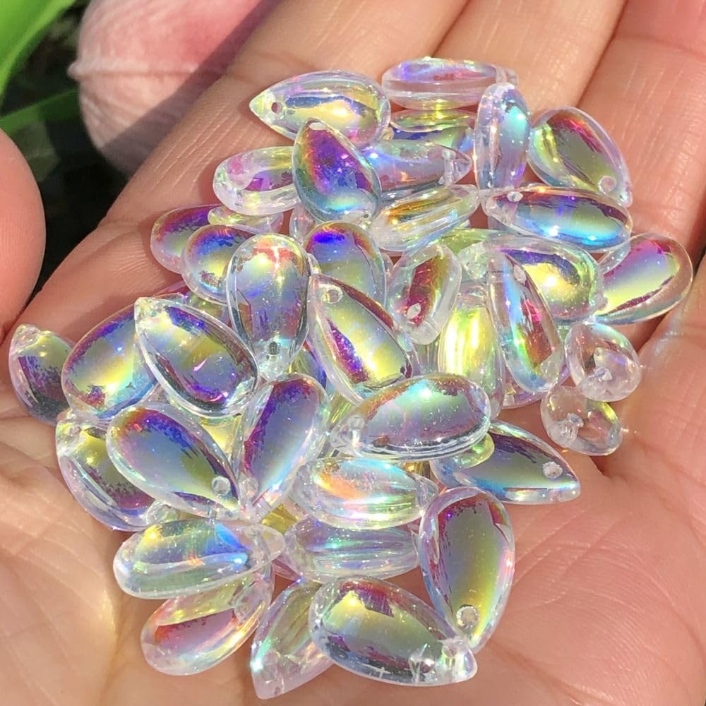 Photo 1 of ***MISSING PIECES*** Leadigol 100 PCS Crystal Glass Beads,Teardrop Crystal Bead,Long Water Drop Loose Spacer Beads,Assorted Crystal Beads Bulk,Faceted Shiny Bead for Jewelry Making