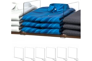 Cq Acrylic Shelf Dividers for Closet Organization - 6 Pack Clear Closet Shelf Organizer for Wood Shelves,Handbag,Bag,Towel,Sweater,Purse Organizer,8″ Tall Plastic Vertical Shelf Separators for T Shirt