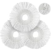 Spin Mop Replacement Heads for Hurricane 360 Round Mop Head, 3-Pack | Upgraded elastic clips fit 6.1-6.45 in mop systems. 6.4 in dome, 3.7 in inner rim. Washable microfiber for floors &amp; cars.