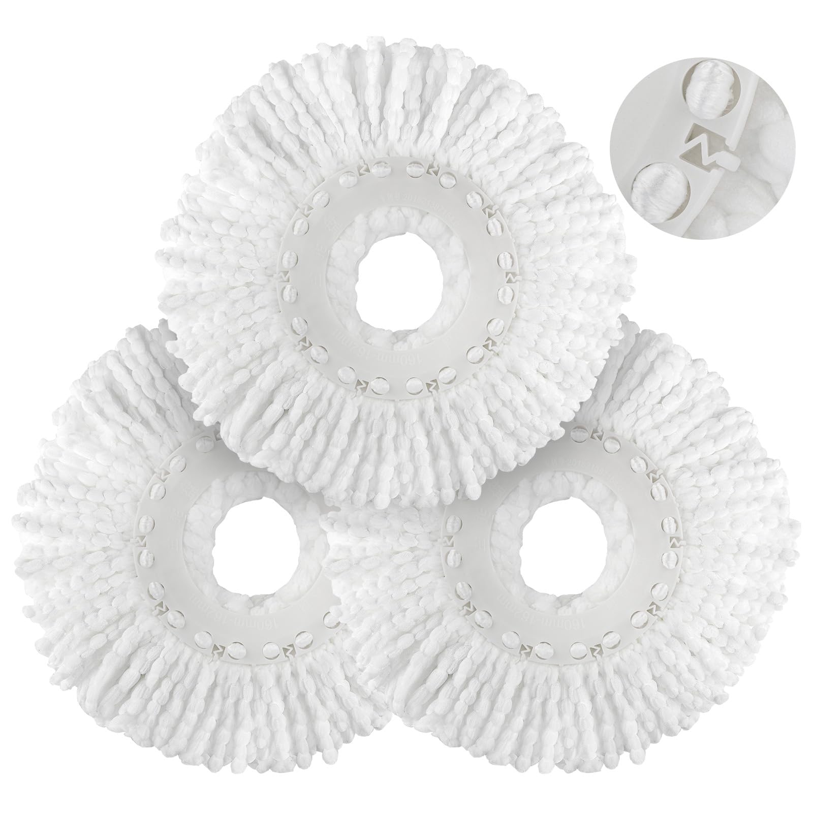 Photo 1 of Spin Mop Replacement Head for Hurricane 360° Spin Mop Systems, Microfiber Spin Mop Head, Round Shape Standard Universal Size Magic Mop Refill, 3 Pack