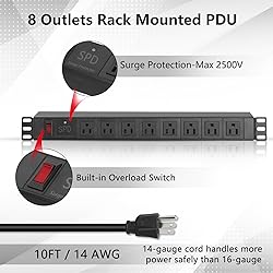 ElecVoztile 8 Outlet Rack Mount PDU Power Strips