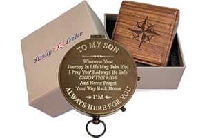 Stanley London Engraved Compass Personalized | Brass Pocket Compass Gifts for Men, Him, Son, Husband, Grandson, Boys | Engravable Antique Gift Compasses for Graduation, Baptism, Confirmation