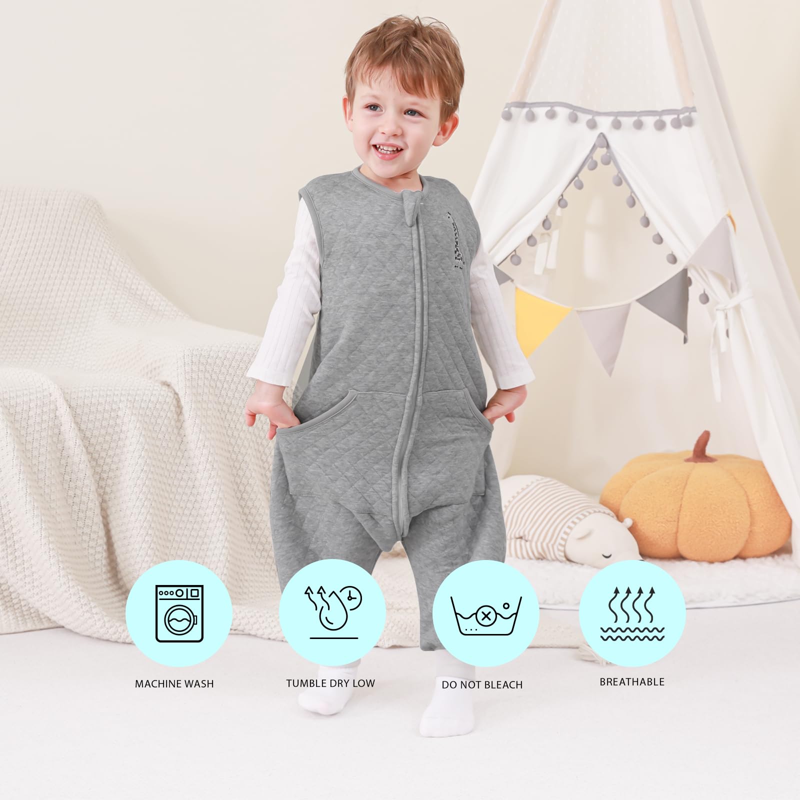 HOMEAL Toddler Sleep Sacks, 2t & 3t, 1.0 TOG Baby Sleep Sack with Legs - Wearable Blankets for Kids
