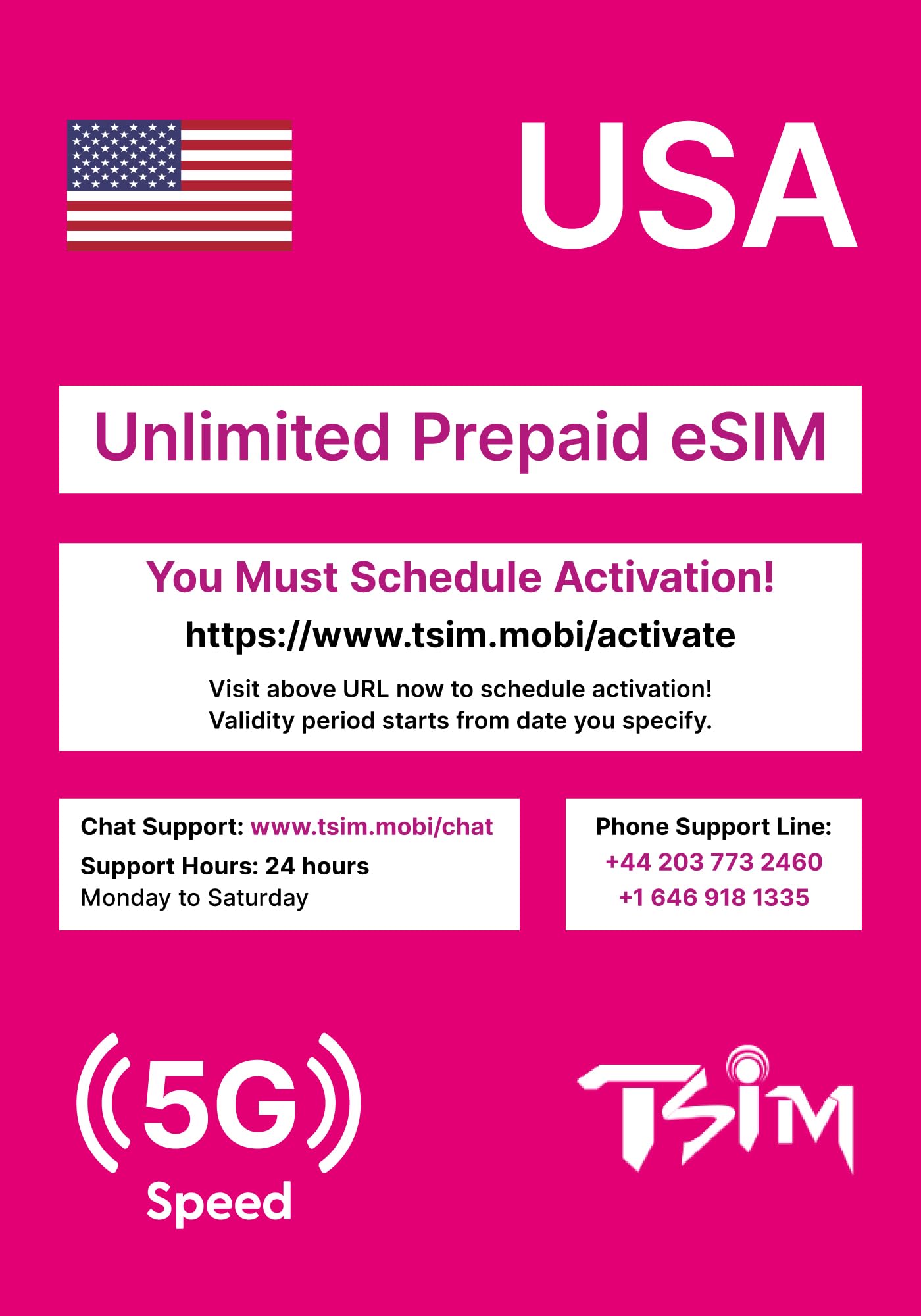 USA eSIM 30 Days. Unlimited High-Speed Data, Local Calls & Texts in USA (Hawaii Included). No Need to Wait for Package!. Get eSIM Same Day via Email and Start Using Immediately !