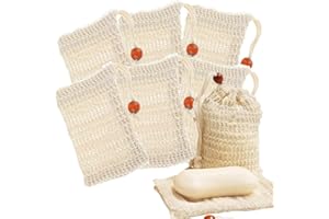 JIAYUYUARPY 6 PCS Natural Soap Bags with Drawstring, Exfoliating Saver Pouch With Drawstring, for Storing Handmade Soaps, Hai