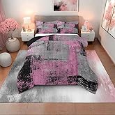 Pink And Grey Comforter Set Queen Pink Gray Black Watercolor Ombre Tie Dyed Bedding Set For Girls Women Kids Room Decor Grunge Abstract Bedding Comforter Sets Hippie Oil Painting Quilt 2 Pillow Cases