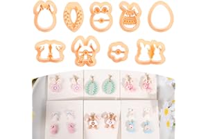 Puocaon Easter Polymer Clay Cutters - 9 Pcs Rabbit Clay Cutters for Polymer Clay Jewelry Earrings, Spring Easter Eggs Bunny