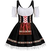 AGCOAH Women Oktoberfest Costume Adult Bavarian German Beer Velvet Dress Halloween Carnival