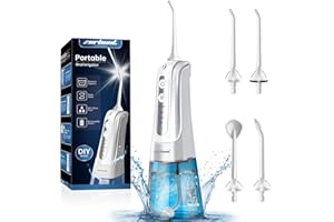 ZERHUNT Water Flosser Pick for Teeth: 4 Modes Cordless Portable Water Flossers Teeth Cleaner Rechargeable 300ML IPX7 Waterproof Oral Irrigator Flossing Cleaning Picks for Home Travel
