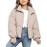 Flygo Girls Winter Puffer Jacket Warm Short Kids Zip up Long Sleeve Puffy Quilted Jackets Coat Outerwear 5-14 Years