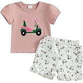 Lucikamy Toddler Baby Girl Clothes Summer Short Sleeves Crewneck Embroidery T Shirt + Elastic Plaid Shorts 2Pcs Outfits Set