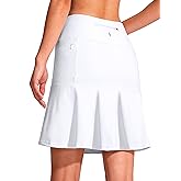 SANTINY 19" Golf Skorts Skirts for Women Zipper Pockets Knee Length Skort Women's High Waist Athletic Tennis Skirt