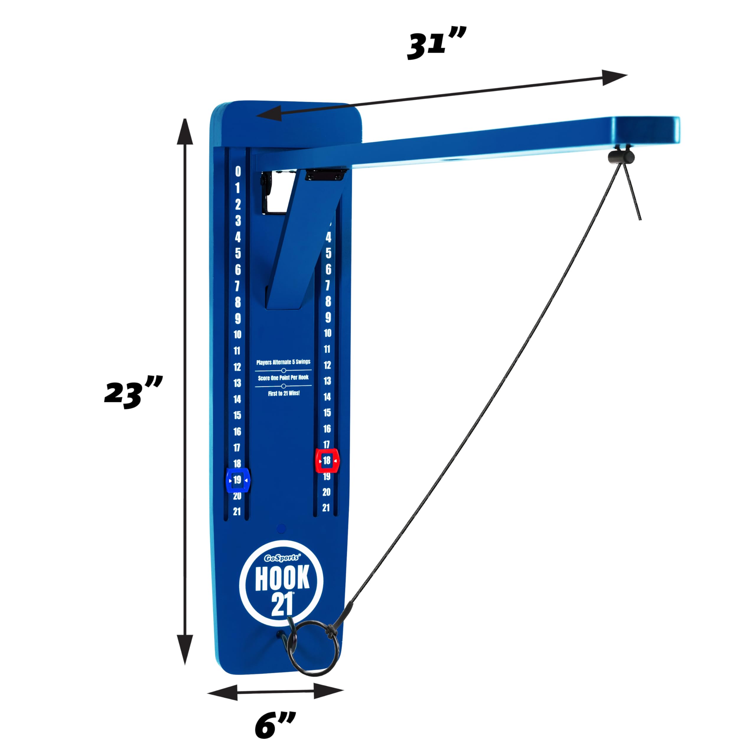 GoSports GoSports Hook 21 Wall Mount Ring Swing Game - Play Indoors or Outdoors with Foldable Arm