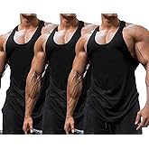 Babioboa Men's 3 Pack Gym Workout Tank Tops Y-Back Muscle Tee Stringer Bodybuilding Sleeveless T-Shirts